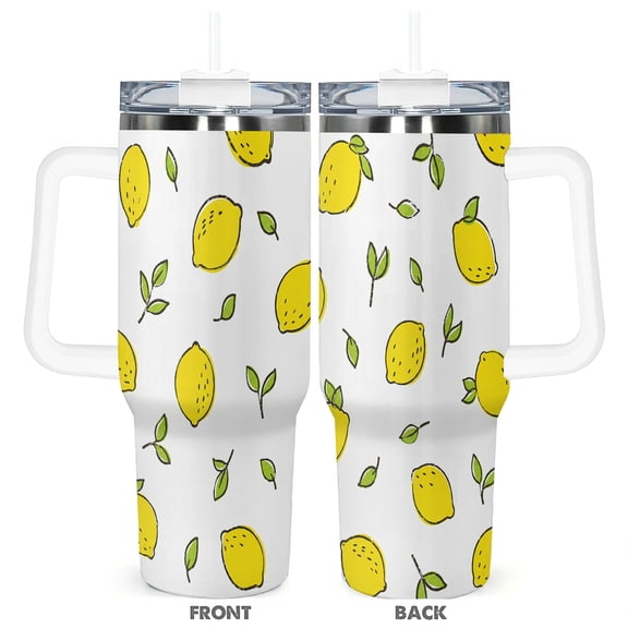 Lemon Green Leaves 40oz Travel Tumbler Cup With Lid And Straw