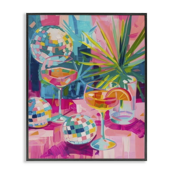 Stupell Industries Dazzling Disco Cocktails Food & Beverage Painting Black Framed Art Print Wall Art, 11 x 14