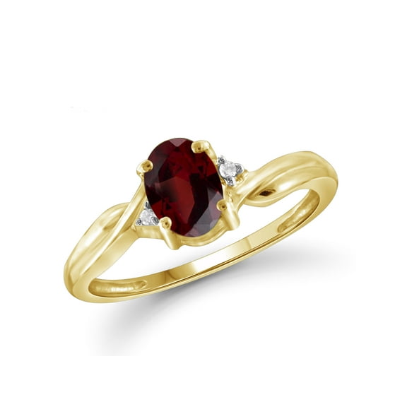 JewelersClub Garnet Ring Birthstone Jewelry – 1.00 Carat Garnet 14K Gold Plated Silver Ring Jewelry with White Diamond Accent – Gemstone Rings with Hypoallergenic 14K Gold Plated Silver Band