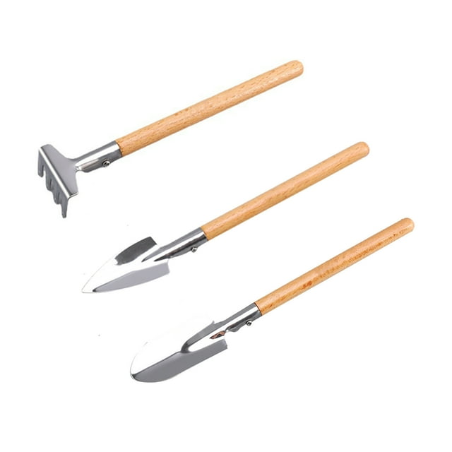 Gardening Hand Tools Set Stainless Steel Mini Rake Trowel And Shovel For Bonsai Succulents Herbs Terrariums Planting 3 Piece