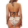 thumbnail image 6 of Chririnla Women's Halter Neck Two-Piece Bikini Set - Woodland Mushroom & Wildflower Print - Quick Dry Tie Side Swimsuit for Beach Vacation & Pool Party, 6 of 9