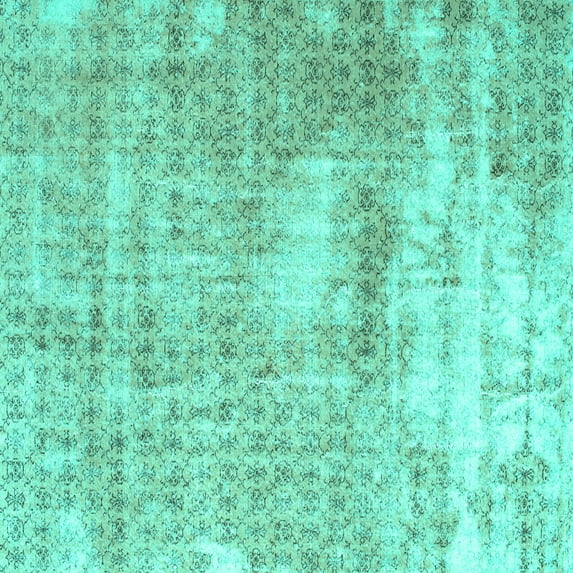 Ahgly Company Machine Washable Indoor Square Persian Turquoise Blue Traditional Area Rugs, 7' Square