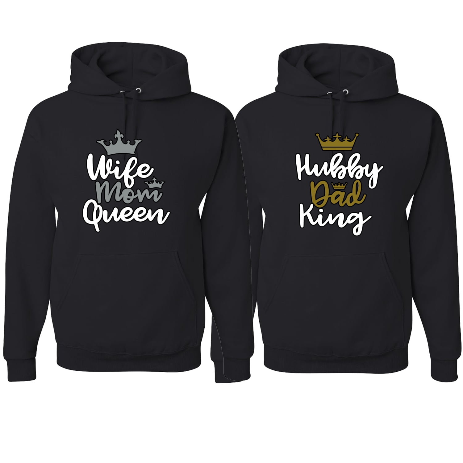 Matching Couples Valentines Gift Idea Women Hoodie King & Queen QUEEN Crown