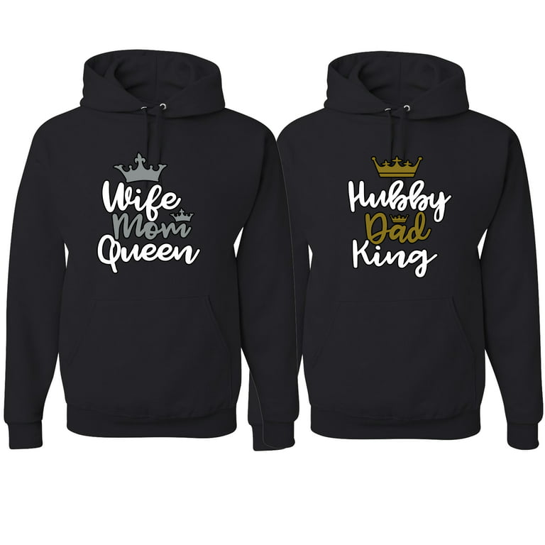 King Queen Matching Couples Hoodies Sweatshirts Zip Up His and Her Hooded  Thin