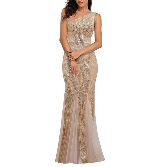 Lovskoo Wedding Guest Dresses for Women Evening Gown Trendy Sequin Slip Dress Sparkly Glitter Party Club Long Wrap Evening Formal Cocktail Dresses 2023 Gold