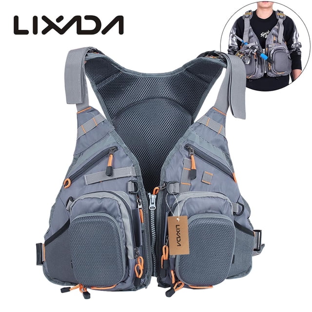 Lixada 3 In 1 Mesh Fly Fishing Vest and Backpack Breathable Outdoor Fishing Safety Fisherman Utility Vest Swimming Sailing Boating Kayak Safety Device