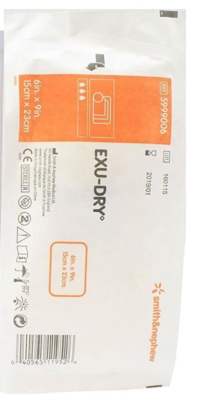 Smith and Nephew 5999006 Exu-Dry 6" x 9" Full Absorbant Dressing - Box of 12