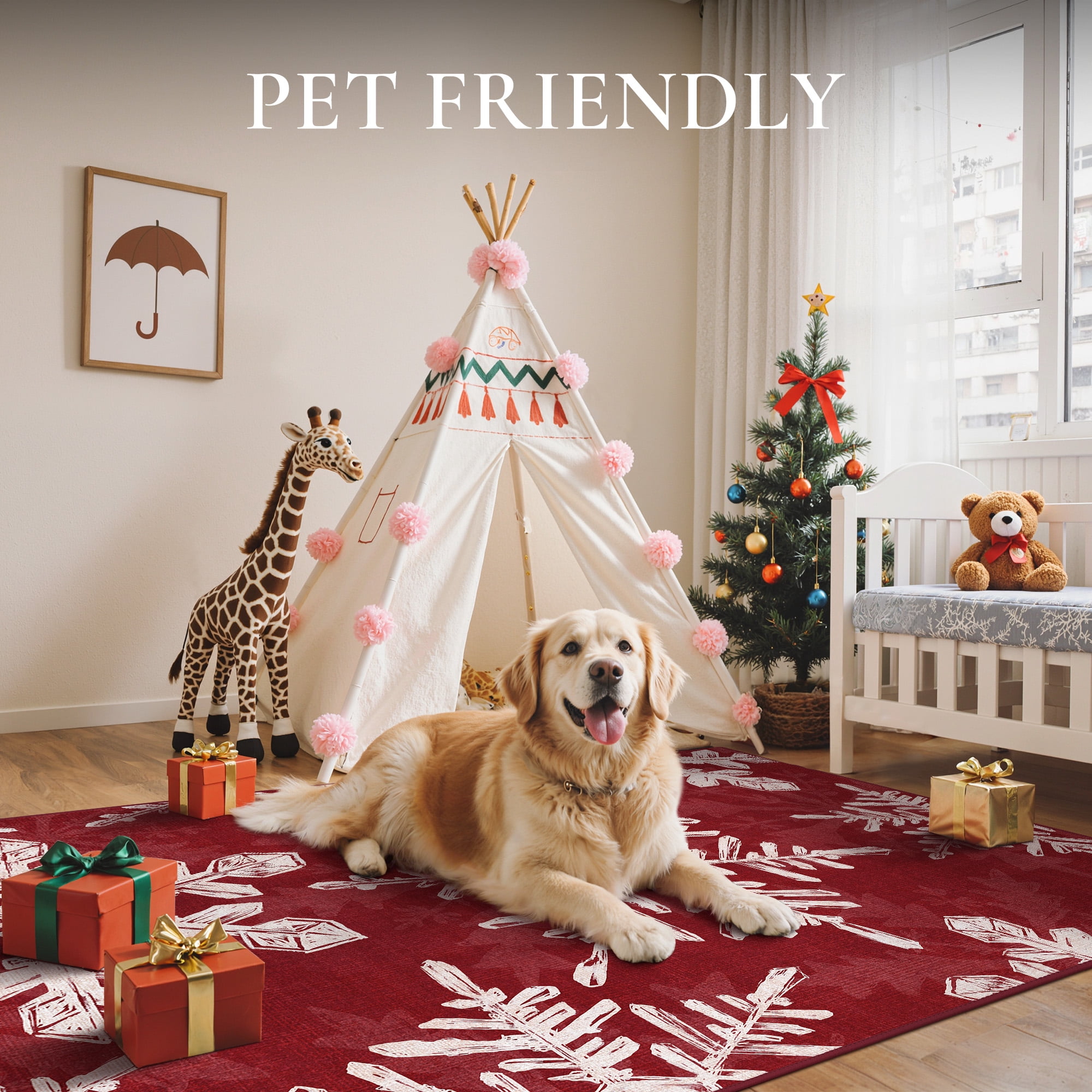 KUETH Christmas Runner Rugs 2x3 Machine Washable Non Slip Red Rugs for Kitchen,doorways and Hallway Decor