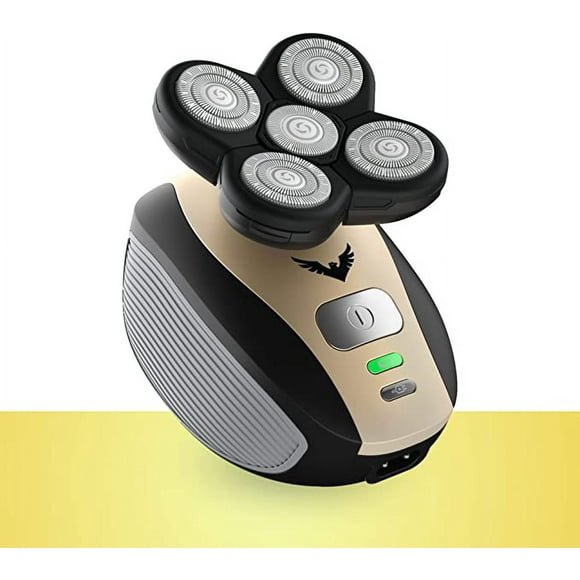 Electric Head Hair Shaver Mens Cordless Rechargeable Wet/Dry Skull & Bald Head Waterproof Razor with Rotary Blades, Clippers, Nose Trimmer, Brush, Massager
