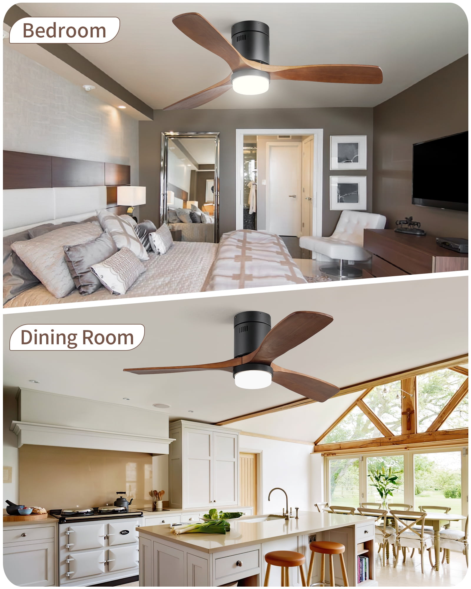 Sofucor 52-Inch Modern Ceiling Fan with Integrated LED Light and Remote Control