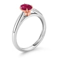 thumbnail image 3 of Gem Stone King 925 Sterling Silver and 10K Rose Gold Prongs Red Ruby Solitaire Engagement Ring for Women (0.60 Cttw, Oval 6X4MM, Gemstone July Birthstone, Available in Size 5, 6, 7, 8, 9), 3 of 4
