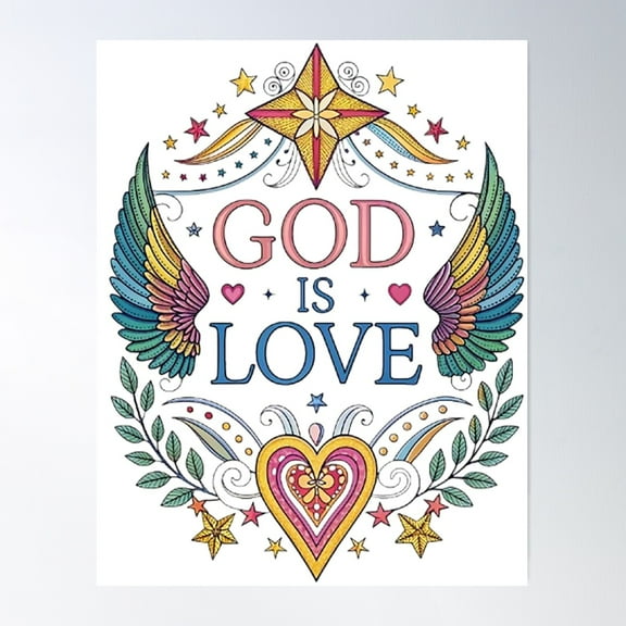 God Is Love Poster Wall Art, Modern Wall Decor For Living Room Bedroom, 12x18 UNFRAMED