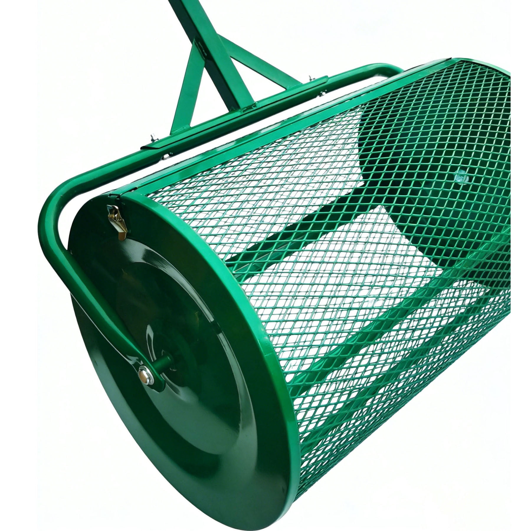 S-HOME 24 Inch Lawn and Garden Spreader Roller with Upgraded Side Clasps for Compost, Sand, and Manure with Adjustable Handle and Rust Resistant Metal Basket