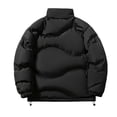 thumbnail image 3 of Miluxas Winter Men Cotton Padded Jacket Solid Color Drawstring Hooded Thicken Coat Coldproof Pockets Jacket Black, 3 of 6