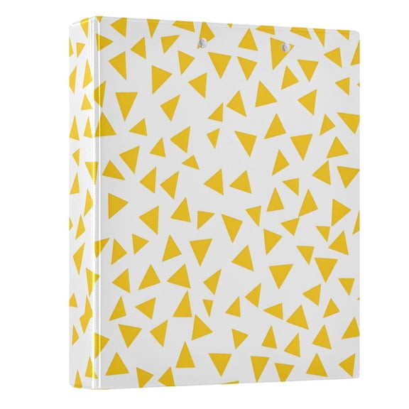 Haosy Hardcover 3 Ring Binder 1.5 Inch Ring Decorative Binder Organizer for Home School Office, Yellow Triangle
