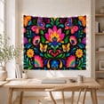 thumbnail image 5 of Layered Flower and Butterflies in a Mirrored Garden, Playful Folk Art for Nature Lovers, Floral Wall Art, Housewarming Gift, Tapestry Wall Hanging for Bedroom and Living Room, 5 of 7