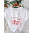 thumbnail image 1 of Landscapes Valentine Love Print T-shirt, Casual Short Sleeve Crew Neck Top Stylish All season Women'S Clothing, 1 of 6