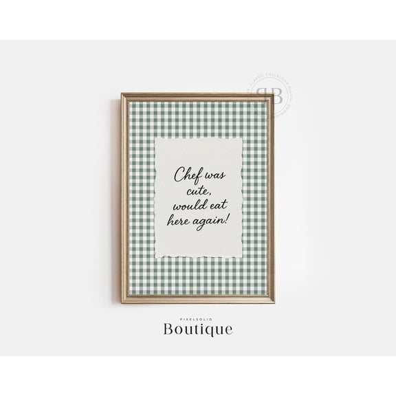 Chef Quote Poster Cute Farmhouse Kitchen Wall Art Dining Decor, Unframed Paper Poster 8x10in