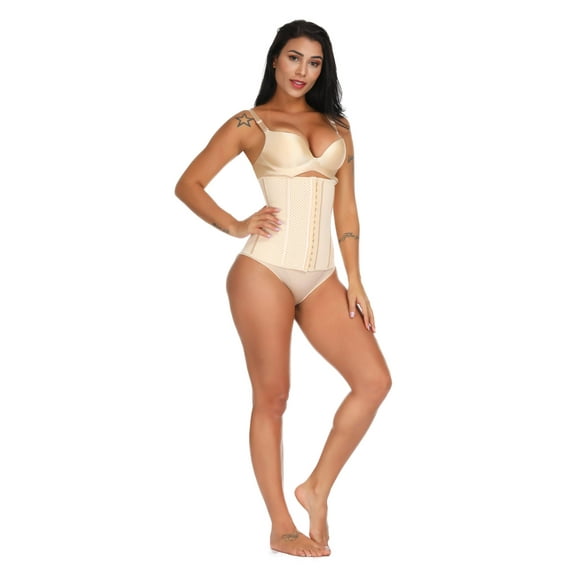 Fullness Women's High Compression Durable Latex Underbust Sport Girdle Corset Waist Trainer Cincher Tummy Control Hourglass Workout Body Shaper , 2XL, Beige