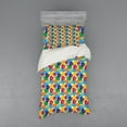 thumbnail image 2 of Floral Duvet Cover Set, Repetitive Colorful Hand Drawn Flowers Illustration, Bedding Set with Shams and Fitted Sheet, 3 Sizes, by Ambesonne, 2 of 3