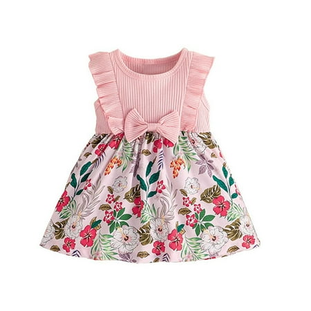 

QYZEU Dress Girls Size 8 Girls Size 6 Dress Kids Toddler Girls Spring Summer Floral Ruffle Sleeveless Princess Dress Clothing