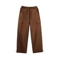 thumbnail image 6 of Women's Casual Solid Color Cargo Pants Straight Leg with Pockets Mid Elastic Waist Soft Comfortable Fabric Multi-Pockets Casual Business Daily Wear Outdoor Travel | VerBelle,Brown 2XL, 6 of 9