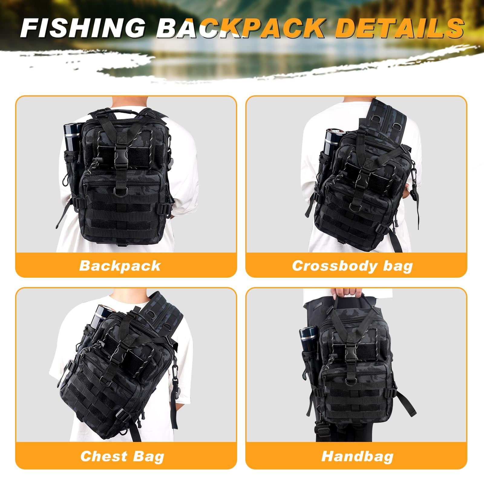139pcs Tackle Box Backpack Fishing With Accessories Bag Tool Kit Fish Pliers Salt Water Set For Men Women Gifts (black Scorpion)