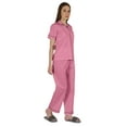 thumbnail image 2 of Inkmeso Women Cotton Nightwear Pajamas Set Classic Short Sleeve 2 Pc Shirt & Pajama Loungewear, 2 of 7