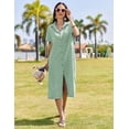 thumbnail image 3 of Zeagoo Dresses for Women Summer Casual Midi Short Sleeve Button Down Shirt Linen Dress Beach Cover Up with Pocket, 3 of 6