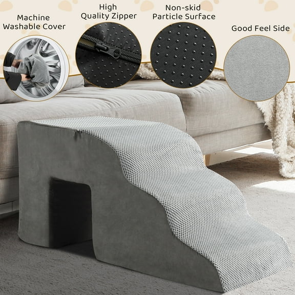 5 Step Pet Stairs for Dog Cat, Grey