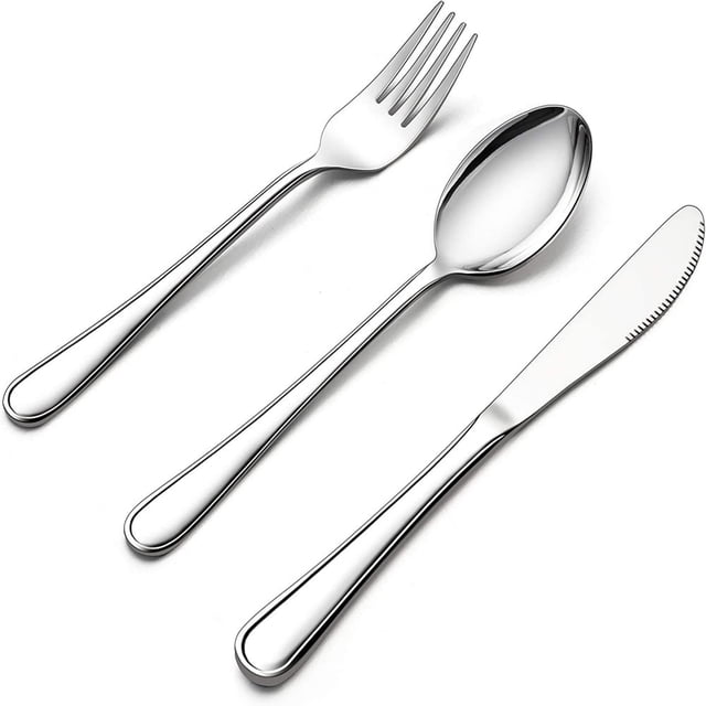 JUNWELL 15-Piece Kids Silverware Set Stainless Steel Toddler Flatware Cutlery Set Metal Tableware Service for 4 Include Knives Forks Spoons