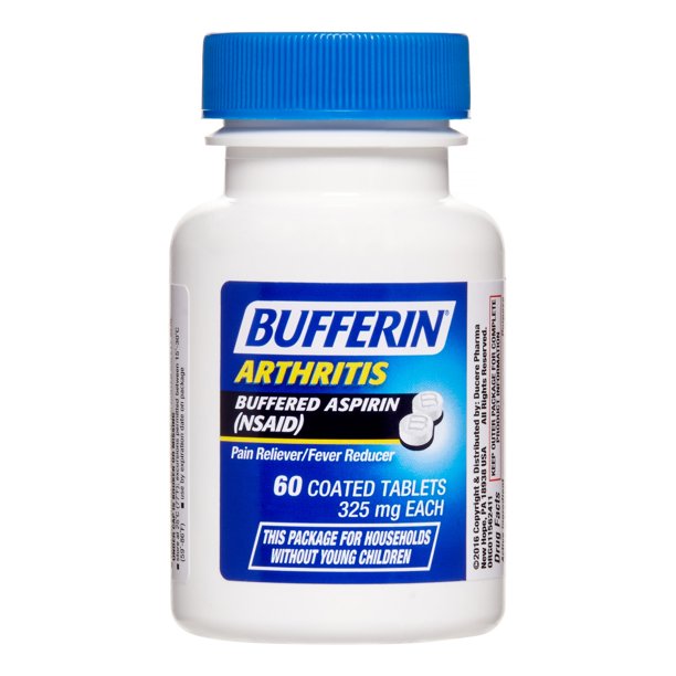 Bufferin Buffered Aspirin Tablets, Arthritis, 60 Ct