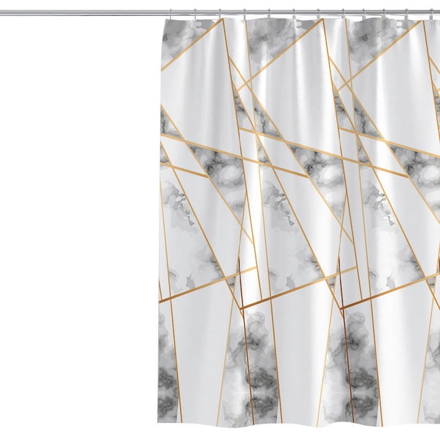 Cortina de ducha de mármol gris dorado, cortina de ducha moderna abstracta para decoración de baño, cortina de ducha estándar de lujo para bañera, cortina de ducha de tela lavable impermeable, 72 x 72 Rojo Verde