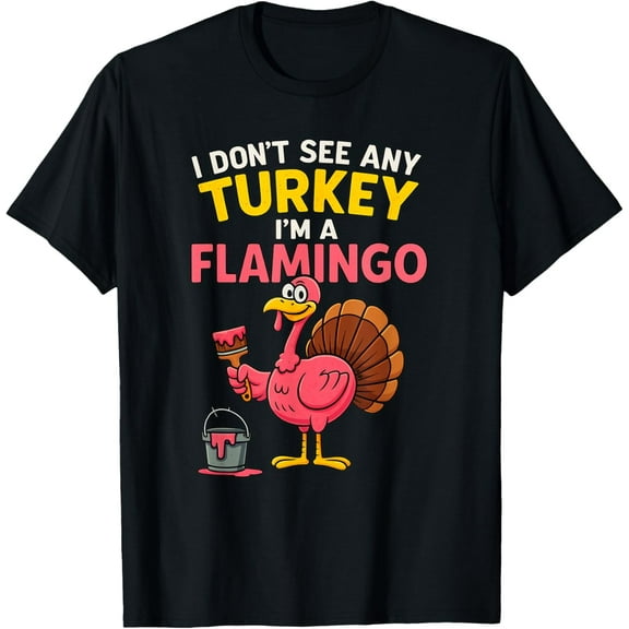 Funny Thanksgiving Flamingo Animal Lover Pink Turkey T-Shirt