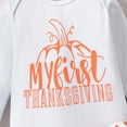 thumbnail image 6 of Kiijoy First Thanksgiving Outfits for Baby Girl Boy Pumpkin Long Sleeve Romper Pants Hat 3Pcs Clothes Set, Sizes 12-18M, 6 of 8