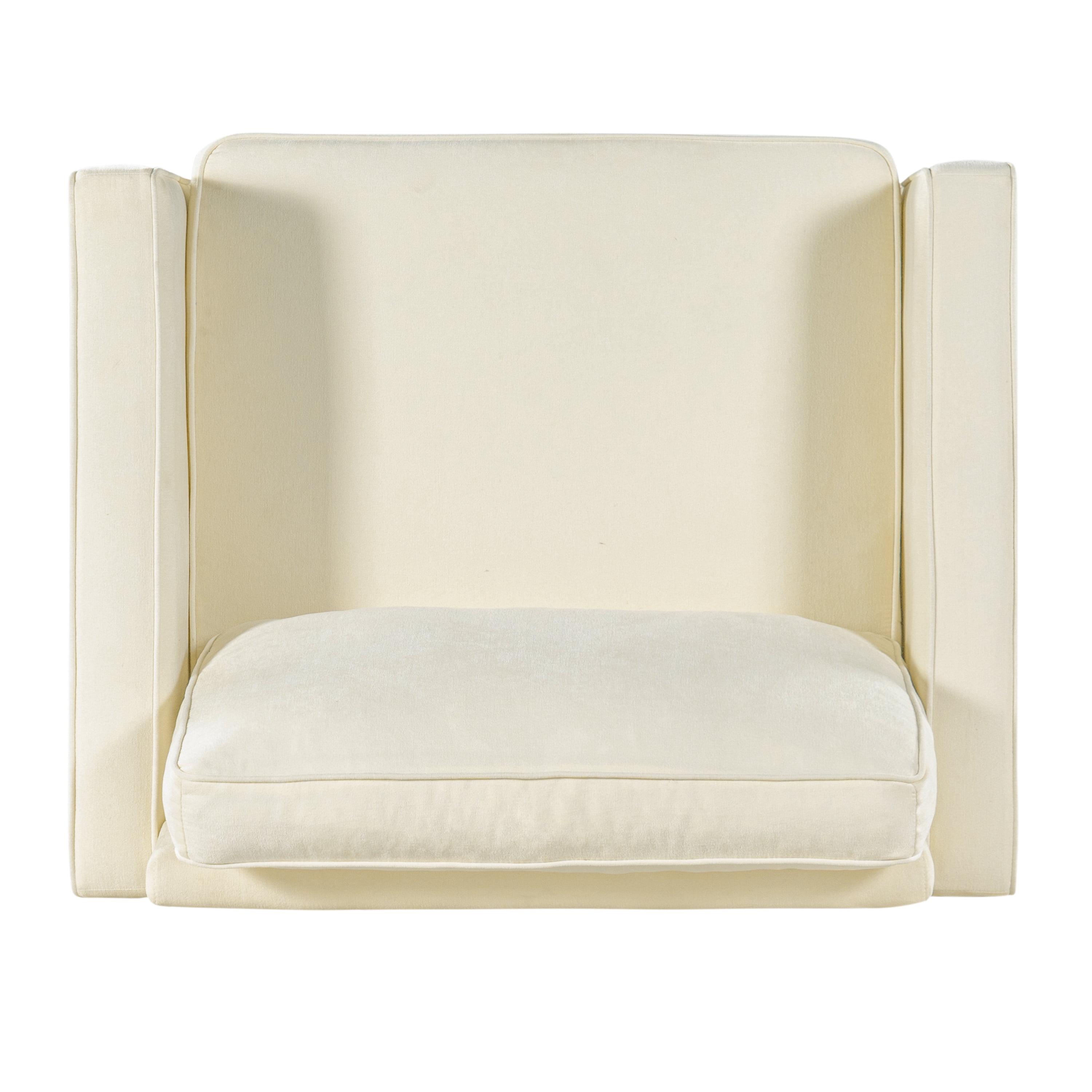 Euroco Modern Accent Chair, Oversized Chenille Upholstered Single Sofa with Deep Seat and Wood Legs, Comfy Reading Armchair for Living Room Bedroom,Beige