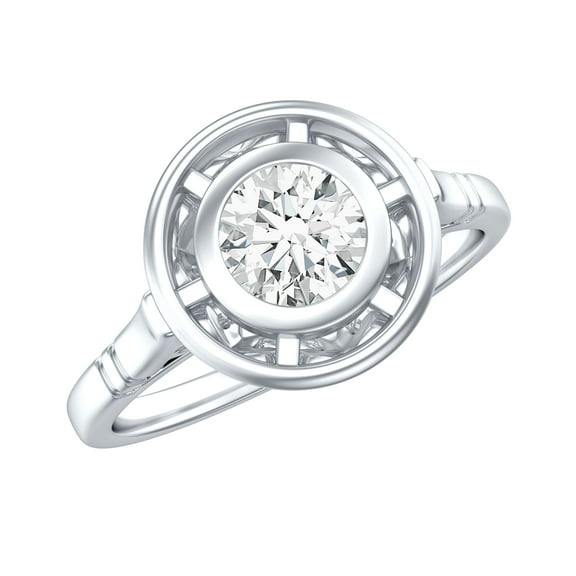 Rosec Jewels Lab Grown Diamond Half Carat Engagement Ring - EF-VS Grade - Ready To Gift, 925 Sterling Silver, US 4.00