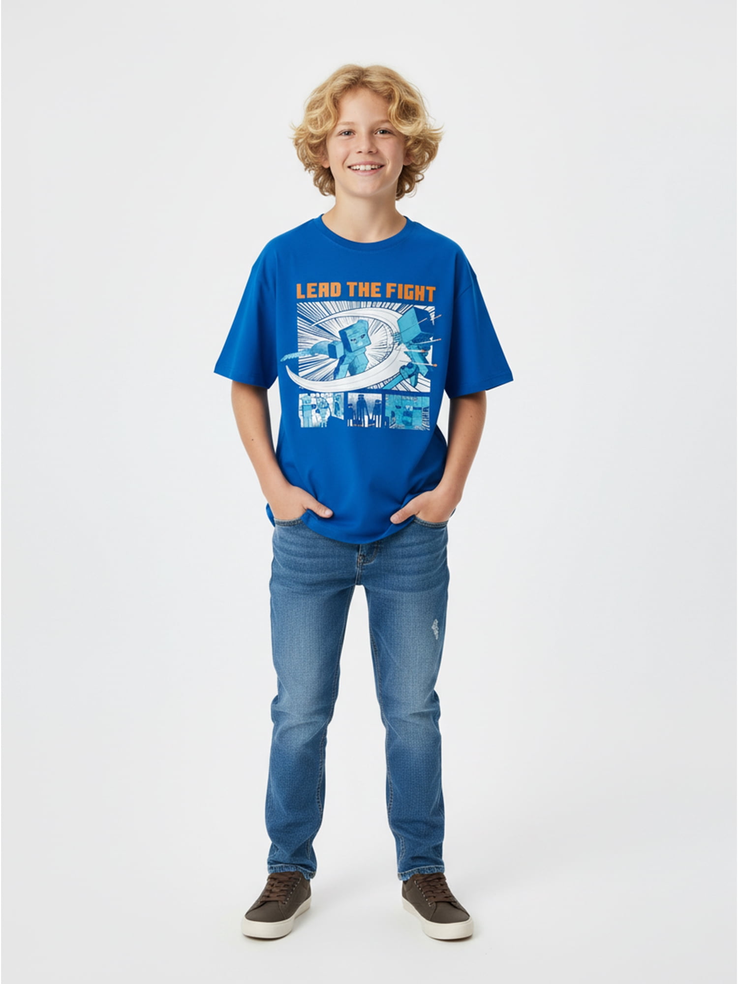 Minecraft, Boys' Relaxed Graphic T-Shirt, Dungeons II Lead the Fight, Sizes 4-18