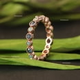 thumbnail image 2 of Opal and Blue Sapphire Full Eternity Ring, Round Bezal set Gemstone Ring, Gift for Womens, Milgrain Wedding Jewelry, Annivarsery Rings, Chirstmas Jewelry., 2 of 4