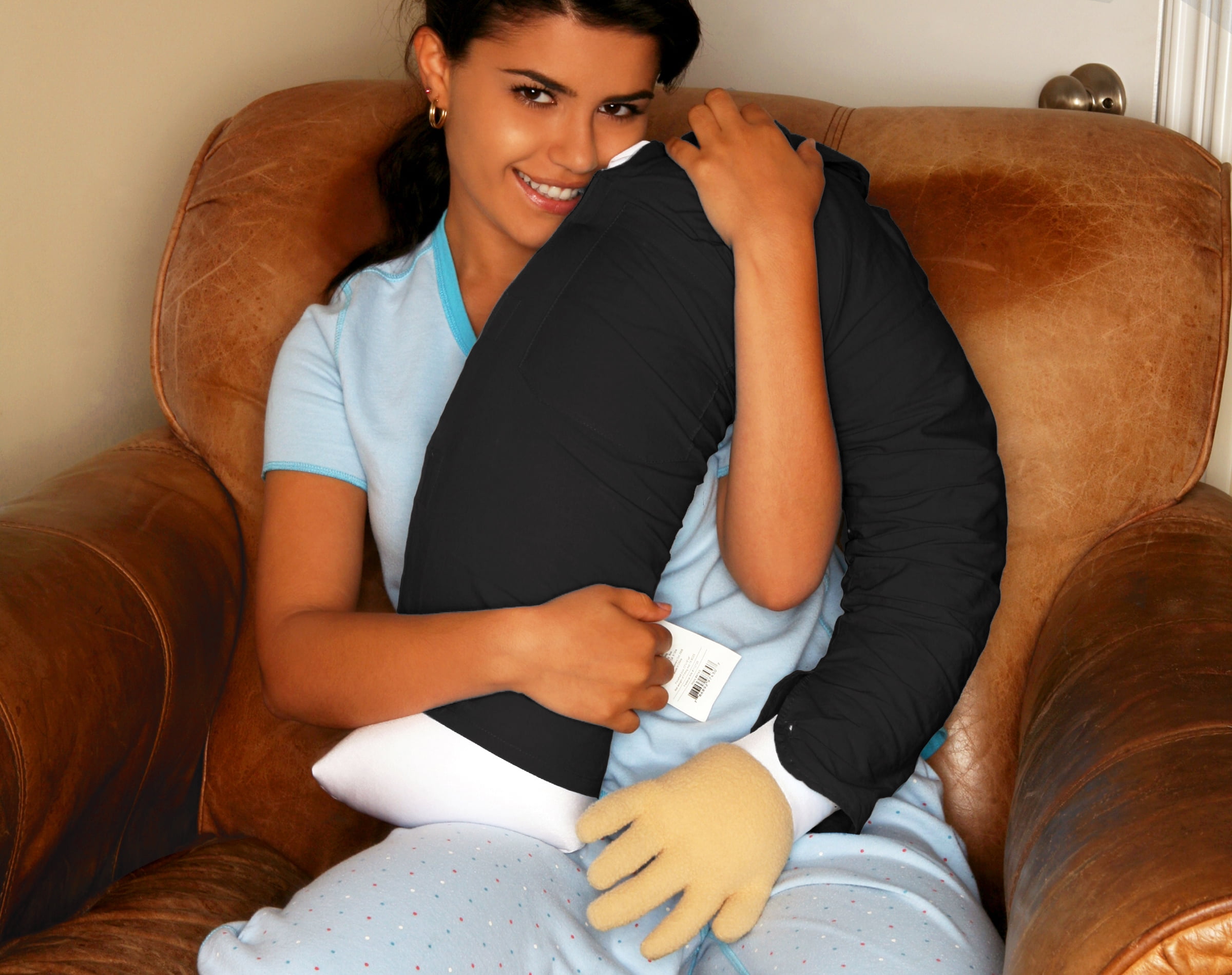 Living Health Products BFSMB-003-Bk Boyfriend Body Pillow- Black - Companion Pillow w/ Mooshi Micro Beads and Soft Black T-Shirt