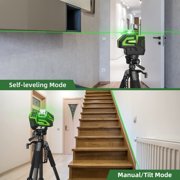 Green Self-Leveling Laser Level, 197Ft Cross Line Laser Level Tools with 2 Plumb Dots, Li-ion Battery & 360° Magnetic Pivoting Bracket