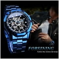 thumbnail image 6 of RKZDSR Luxury Automatic Mechanical Men's Watch - Self-Winding Skeleton Design with Blue and Black Stainless Steel Strap, Waterproof Timepiece, 6 of 9