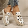 thumbnail image 4 of Gpaecead Women's Polka Dot Tassel Flat Mules Faux Suede Slip On Non Slip Shoes For Commute And Casual Style, Khaki, 4 of 8