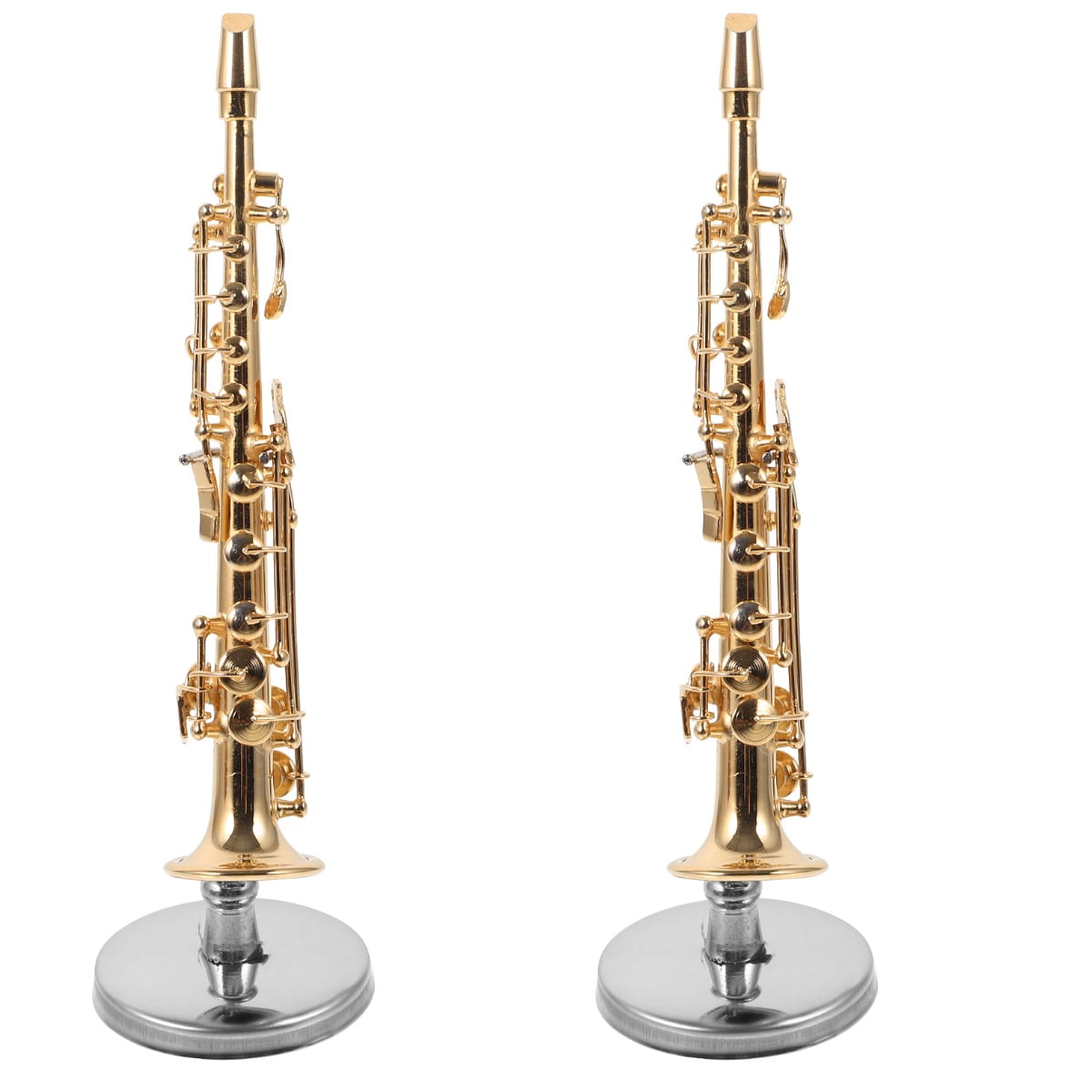 Worgeous 2pcs Copper Miniature Sax Wind Instrument Model Mini Musical Instrument Mini Saxophone Model