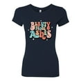 thumbnail image 2 of Wild Bobby Beauty From Ashes Groovy Font With Stars Vintage Women Slim Fit Junior Tee, Navy, Small, 2 of 6