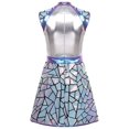 thumbnail image 4 of Choomomo Women's Shiny Metallic Alien Outfits Set Futuristic Skater Dress Robot Outfits for Party Silver XL, 4 of 6