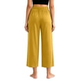thumbnail image 4 of Posijego Women's Pajama Capri Pants High Waisted Elastic Wide Leg Capris Pants Pjs Bottoms Lounge Pants with Pockets, 4 of 9