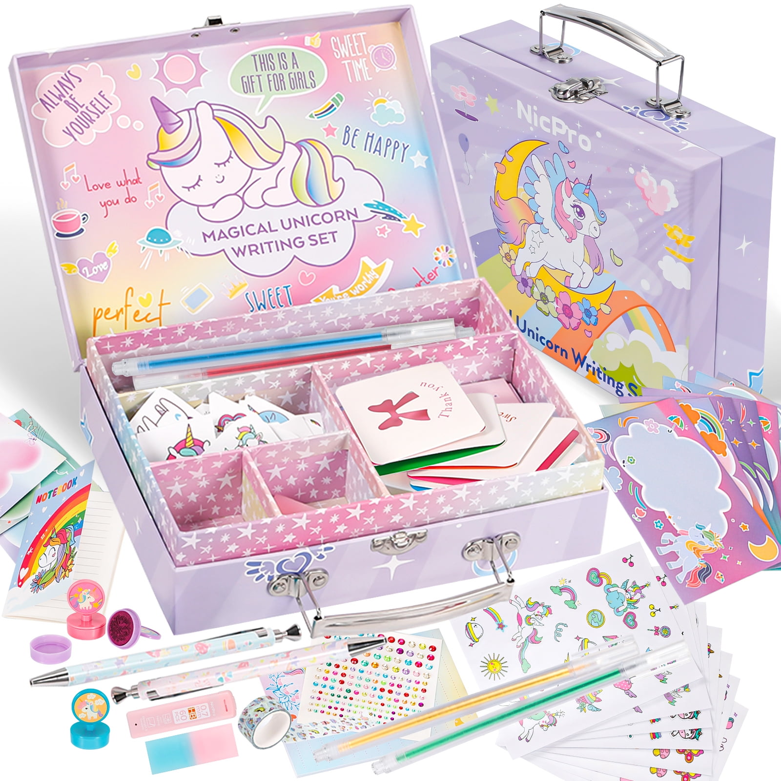 Nicpro 62PCS Unicorn Stationary Set, Cute Stationery Supplies