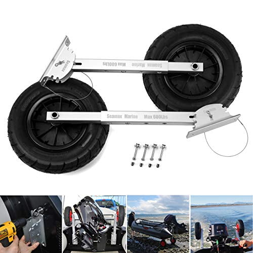 Seamax Deluxe Boat Launching Dolly, 4 Positions and 4 Stages Removable and Adjustable Legs, 14" Pneumatic Wheels