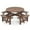 Brown, variant on Costway 8-Person Round Picnic Table Set with 4 Built-in Benches 2" Umbrella Hole, Brown